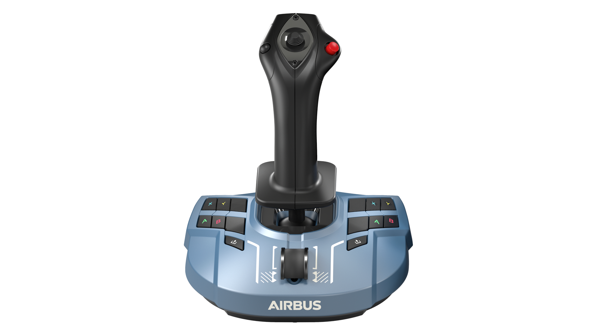 TCA Sidestick X Airbus Edition from the front showing the base throttle