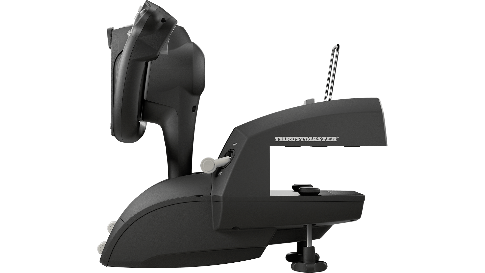 TCA Yoke Boeing Edition side view with desk mount