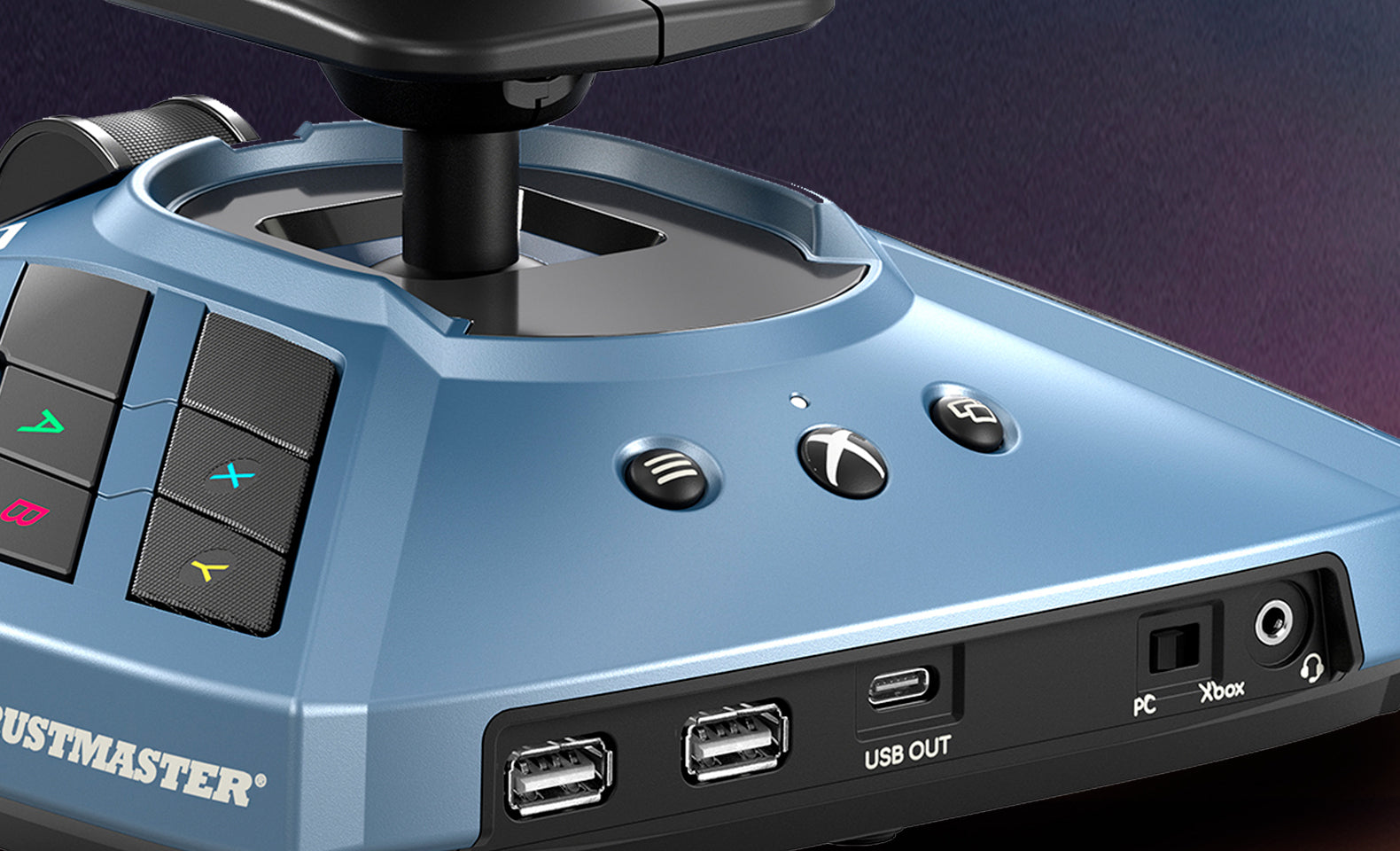 Rear of the TCA Sidestick X base with USB ports and headset socket