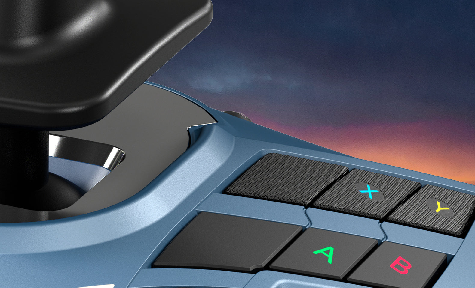 Xbox A, B, X and Y buttons on the TCA Sidestick X base