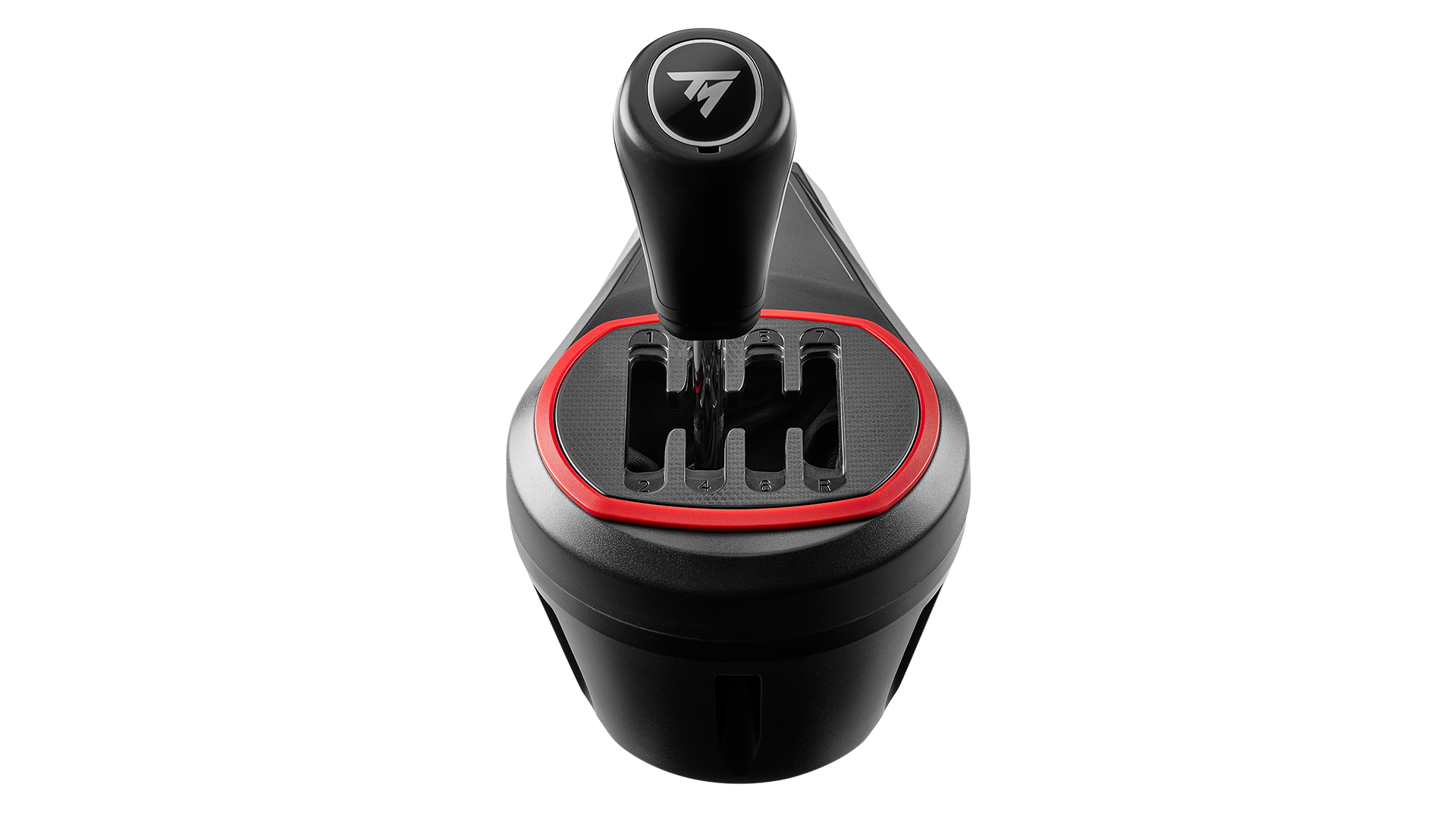 Front view of the TH8S shifter showing the 7+1 H-pattern shift plate