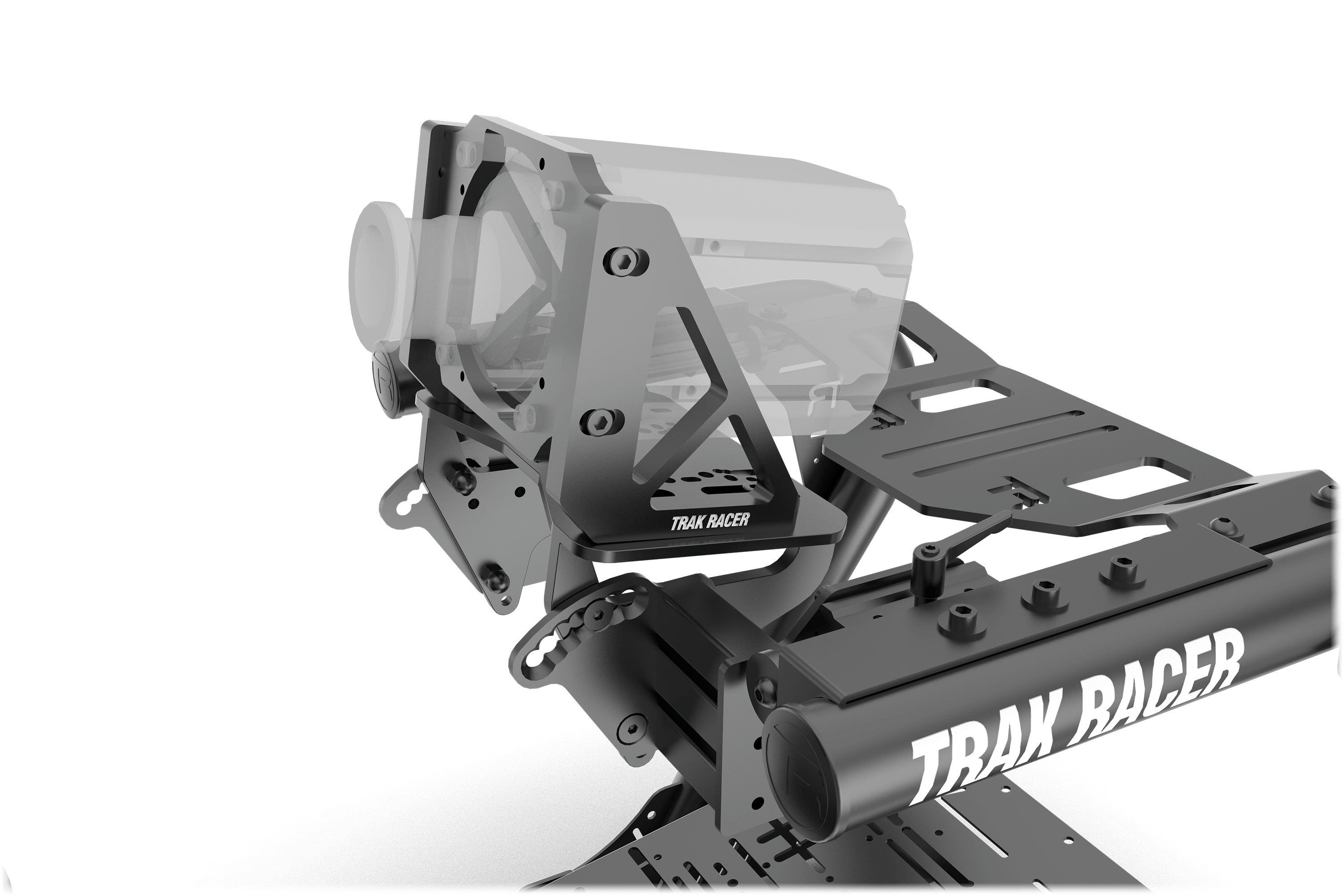 Trak Racer TR One Universal Mount for Asetek Wheelbases, fitted to a Trak Racer cockpit