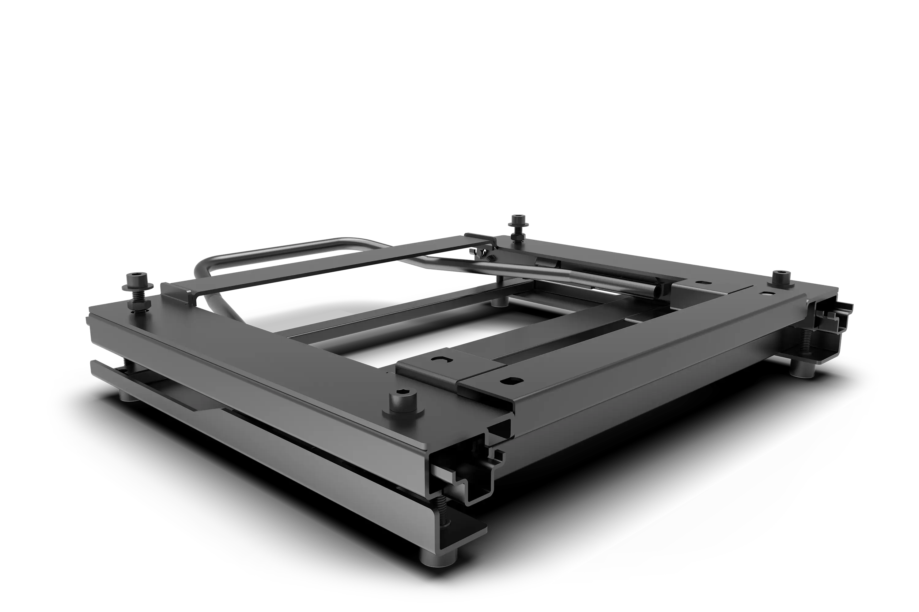 Trak Racer Quick-Adjust Pedal Slider System for RS6, TR8 Pro & FS3, rear three-quarter view from the left