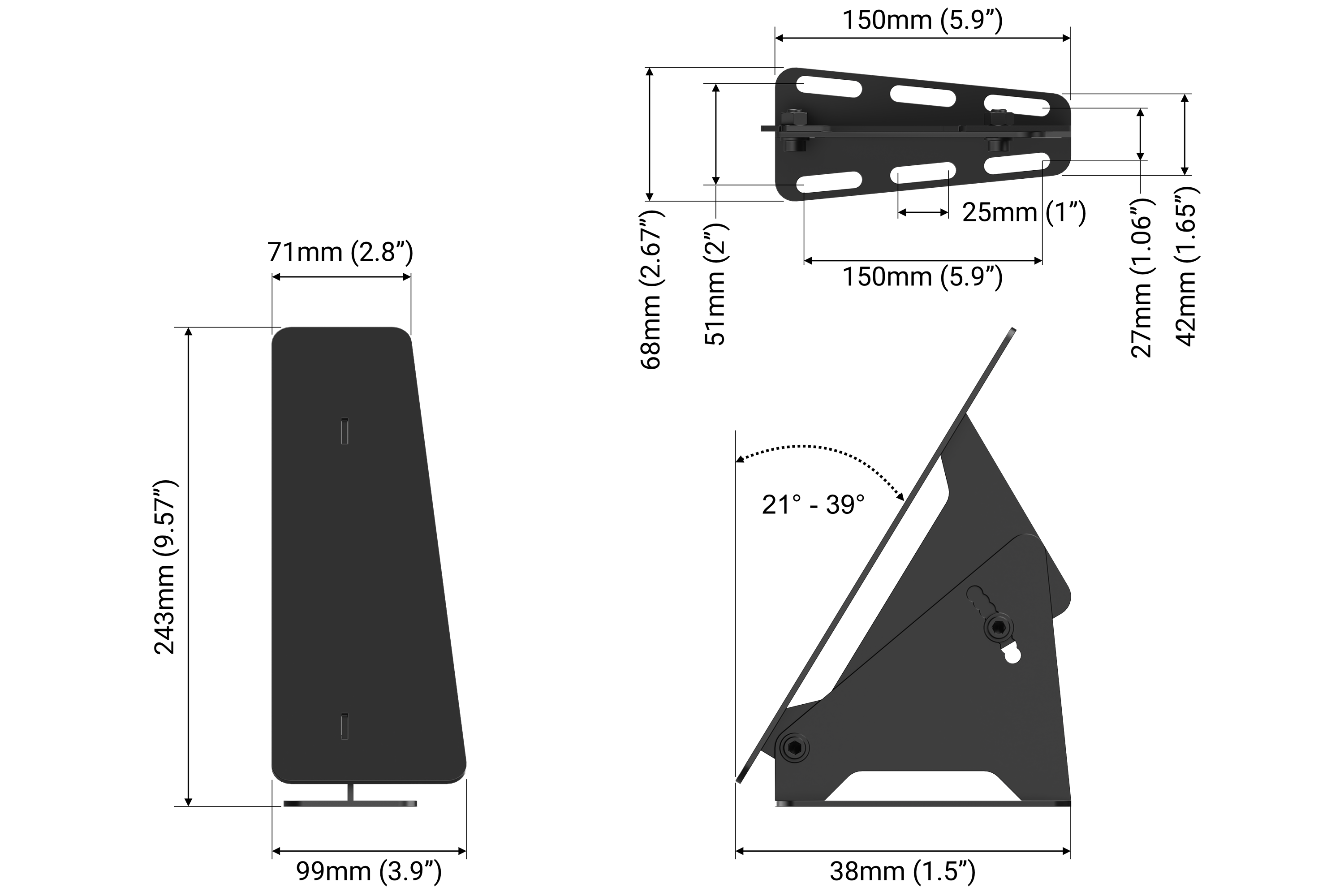 Trak Racer Universal Sim Racing Footrest, feature graphic with callouts