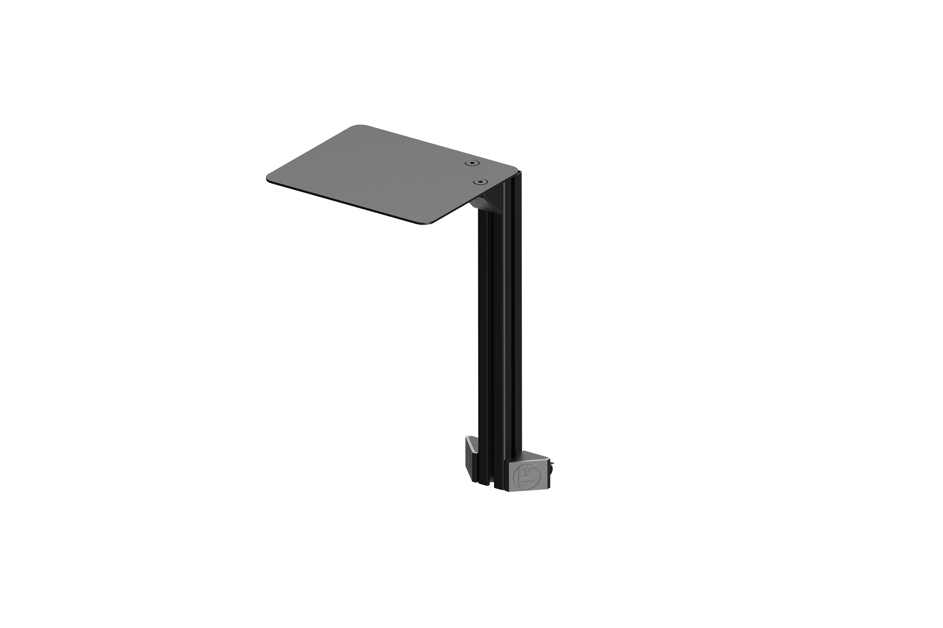 Trak Racer Computer Mouse Shelf with Mounting Brackets, feature graphic with callouts