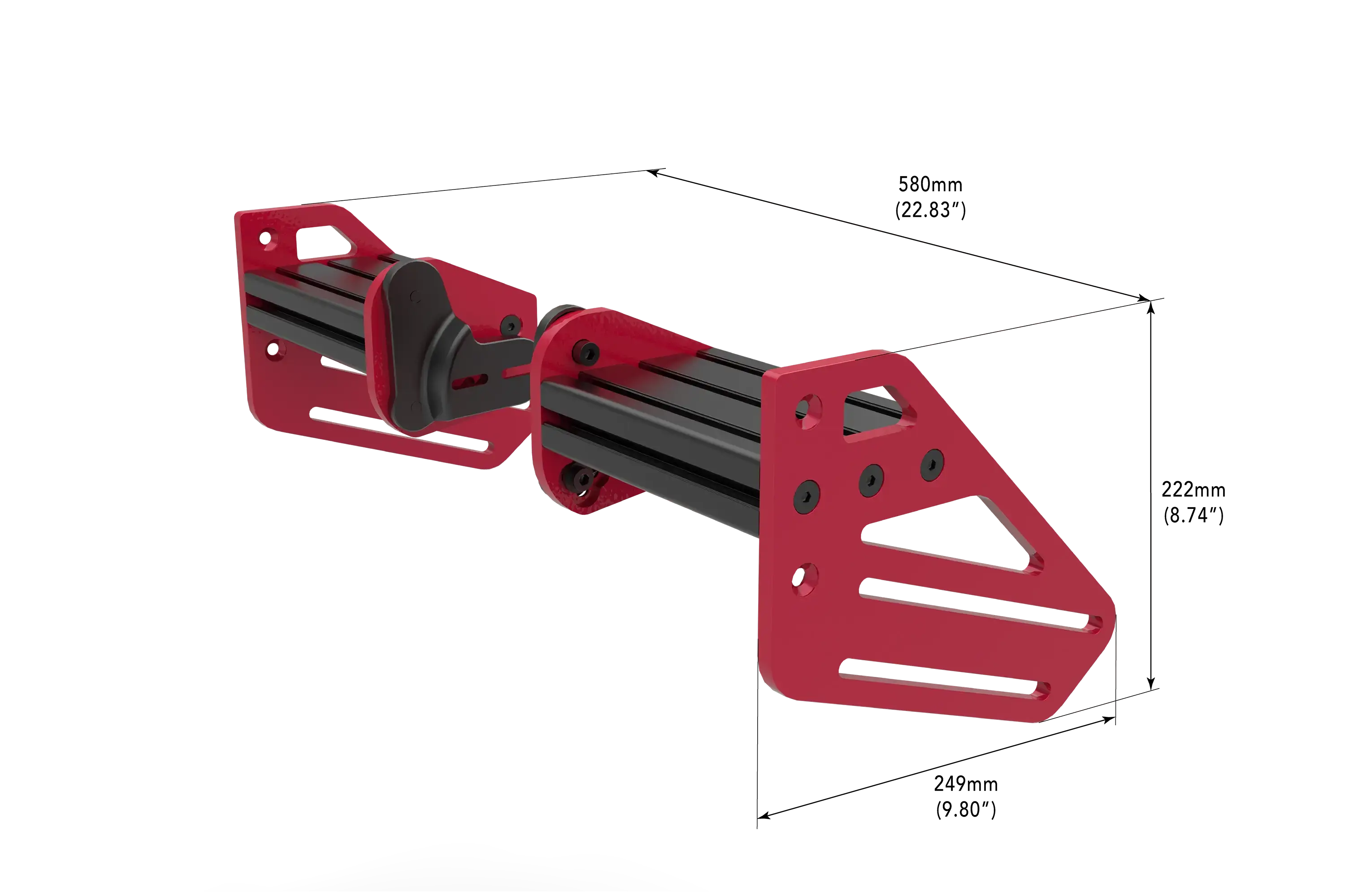 Trak Racer TR One V3 2-Way Wheel Side Mount Kit Simagic Evo Wheelbases, dimensioned drawing with measurements 2