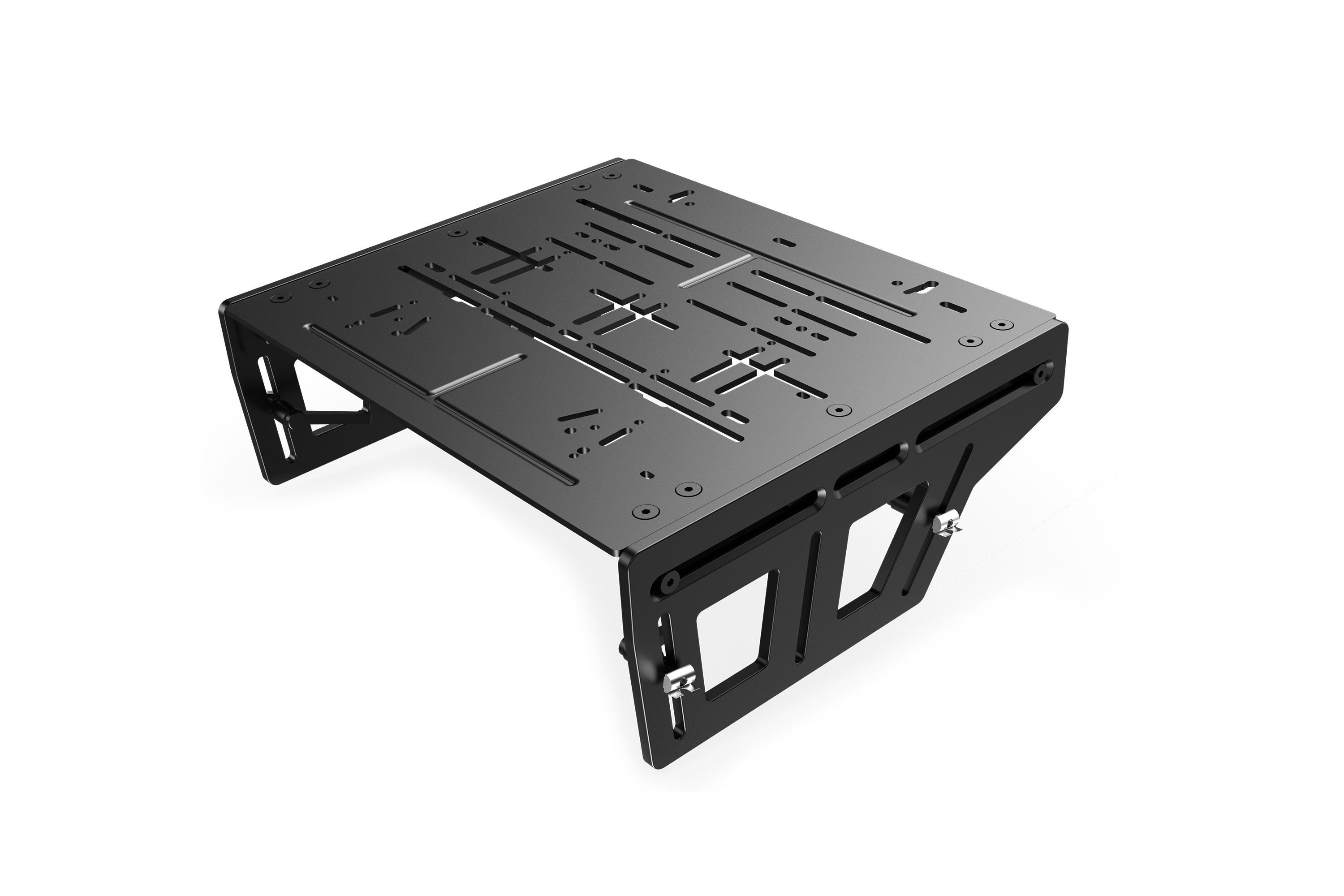Trak Racer Universal Pedal Mount System with Pre-Drilled Plate, feature graphic with callouts