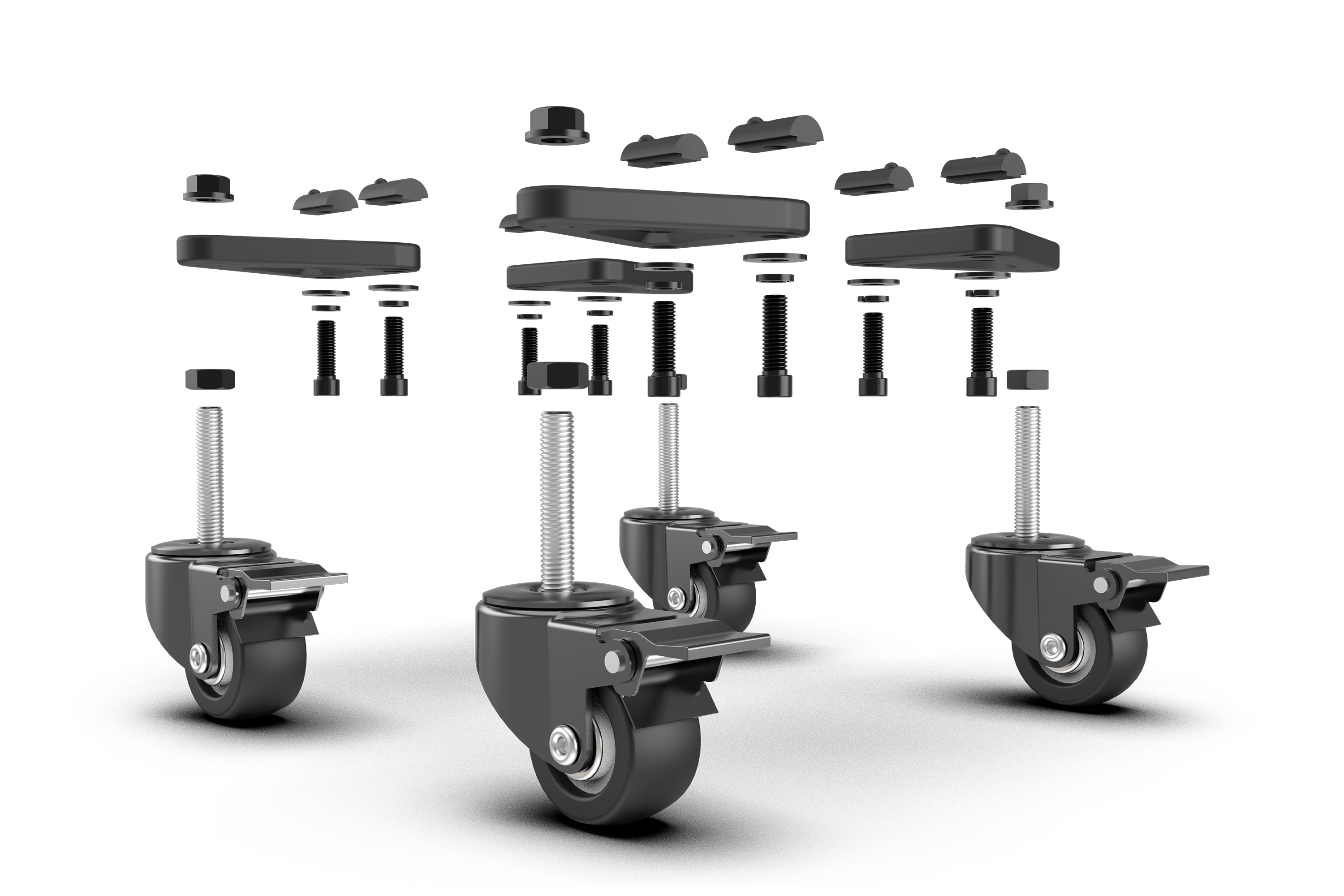 Trak Racer Universal Caster Wheels with Brake (Set of 4)