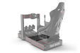 Trak Racer Heavy-Duty Sim Floor - 3mm Diamond Plate, rear three-quarter view from the left, fitted to a Trak Racer cockpit