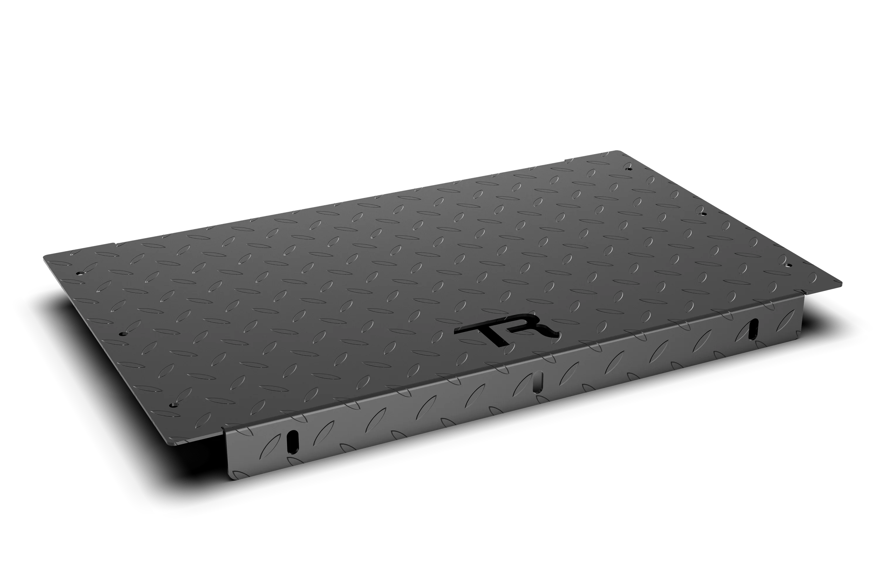 Trak Racer Heavy-Duty Sim Floor - 3mm Diamond Plate, in-context product view, fitted to a Trak Racer cockpit