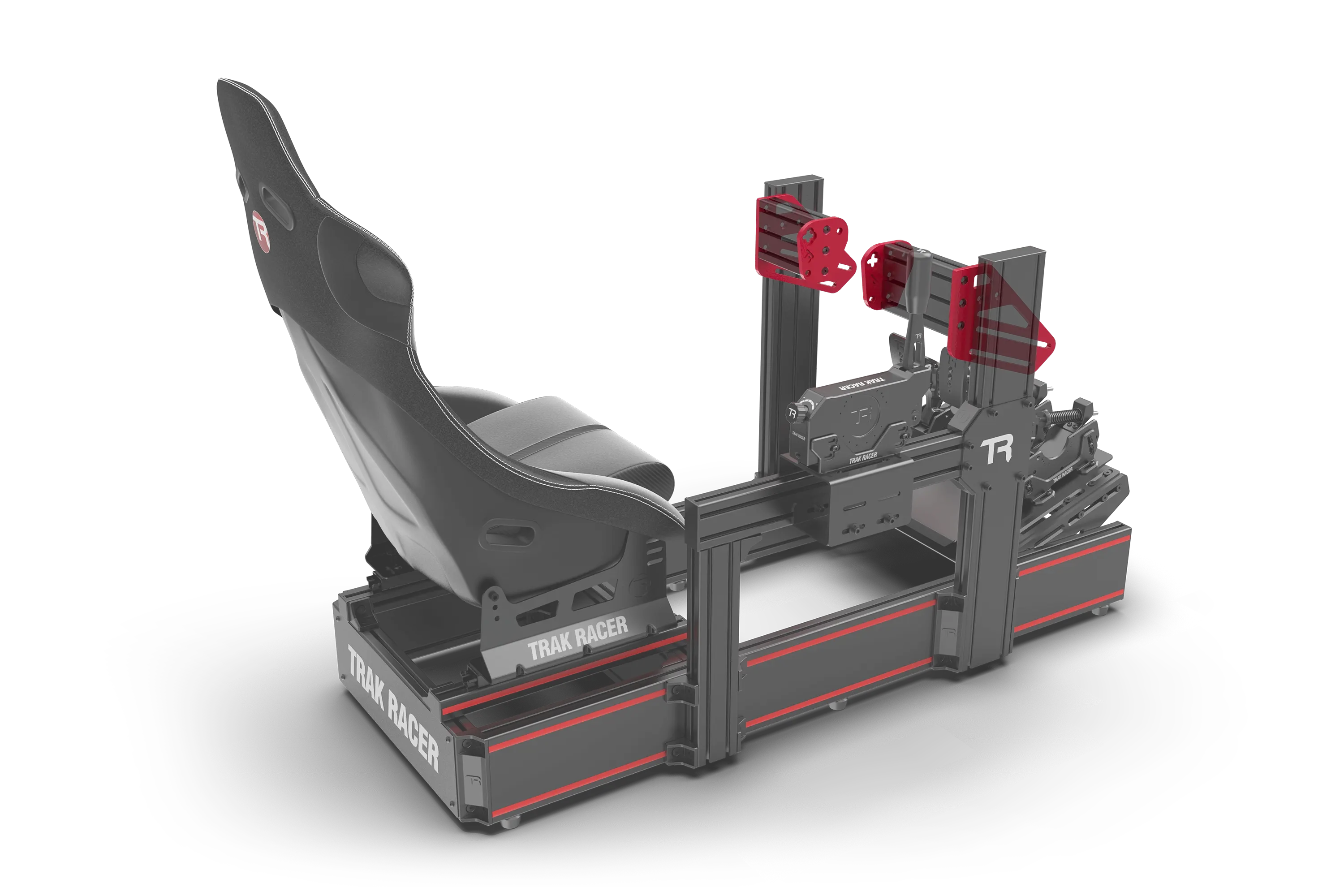 Trak Racer TR One V3 2-Way Upgrade Side Plate Set (4 Pieces), rear three-quarter view, fitted to a Trak Racer cockpit 2