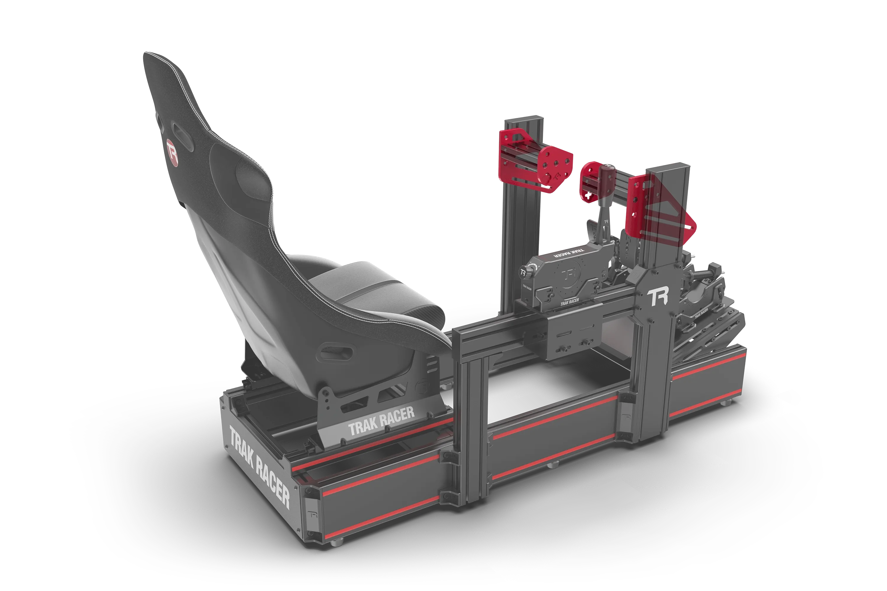 Trak Racer TR One V3 2-Way Upgrade Side Plate Set (4 Pieces), rear three-quarter view, fitted to a Trak Racer cockpit