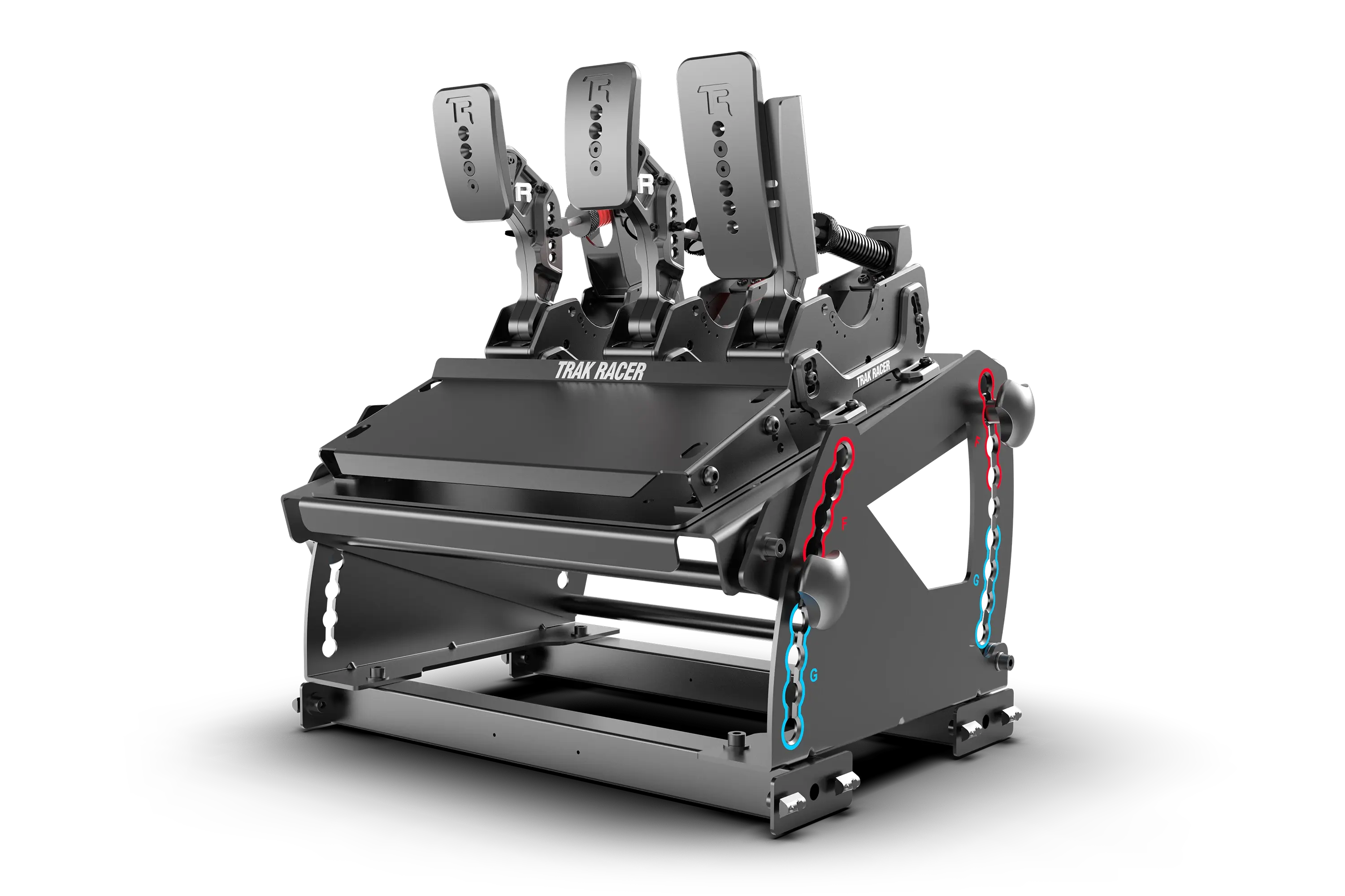 Trak Racer Tool-Free Formula & GT Hybrid Pedal Mount, rear three-quarter view from the right 3