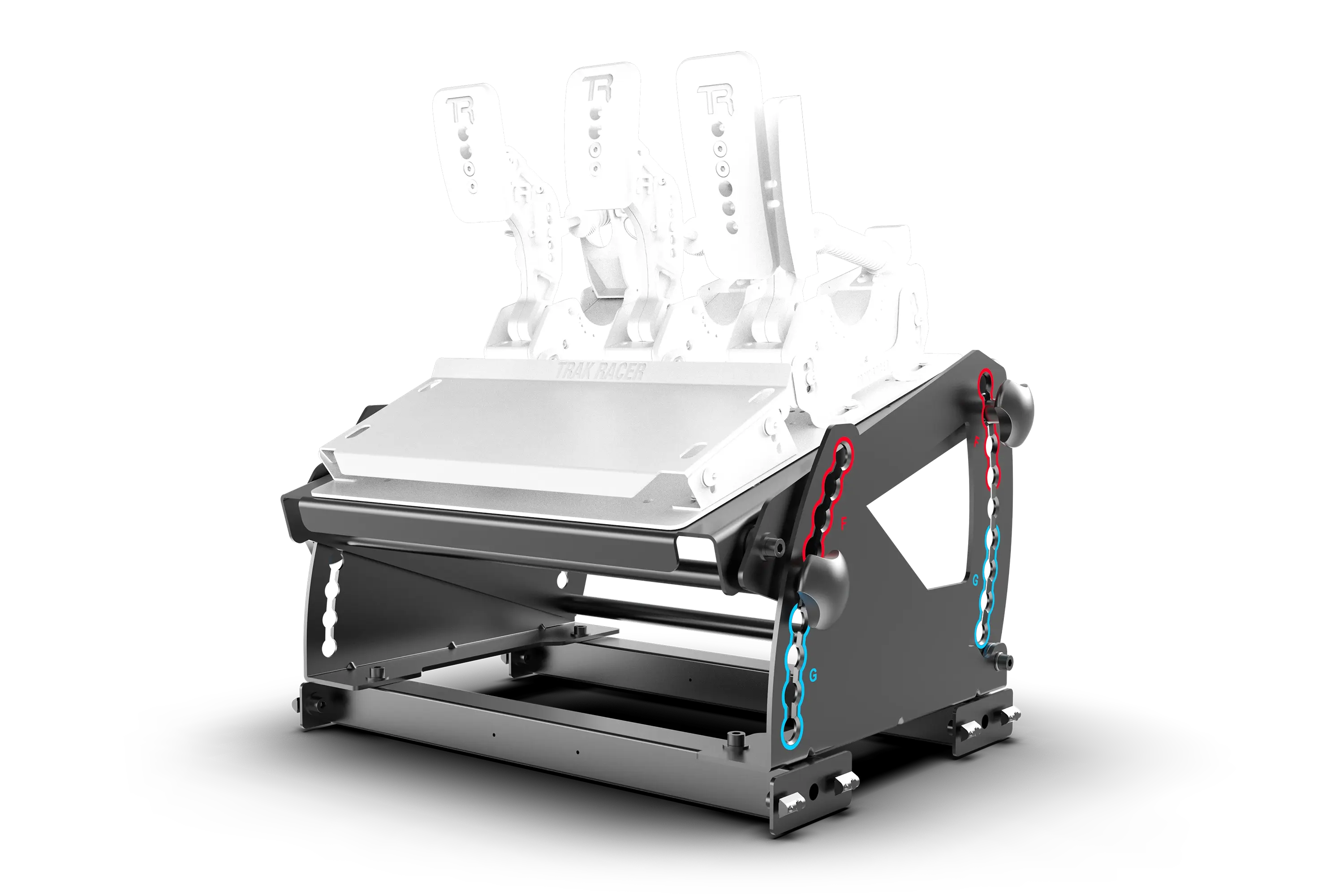 Trak Racer Tool-Free Formula & GT Hybrid Pedal Mount, rear three-quarter view from the right 2
