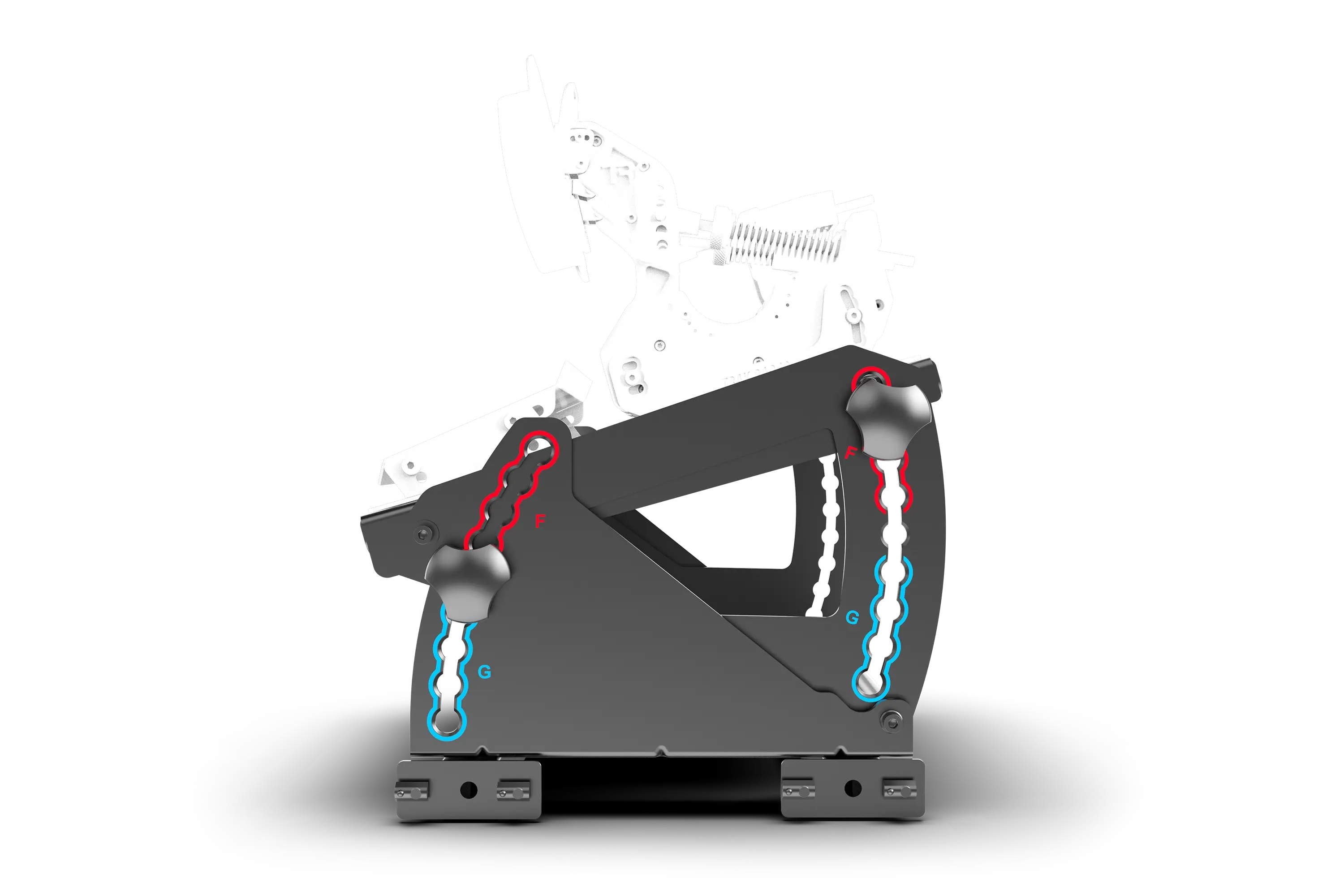 Trak Racer Tool-Free Formula & GT Hybrid Pedal Mount, right side view