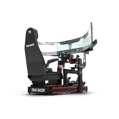 Complete set up of TR120S flight simulator on a white background 