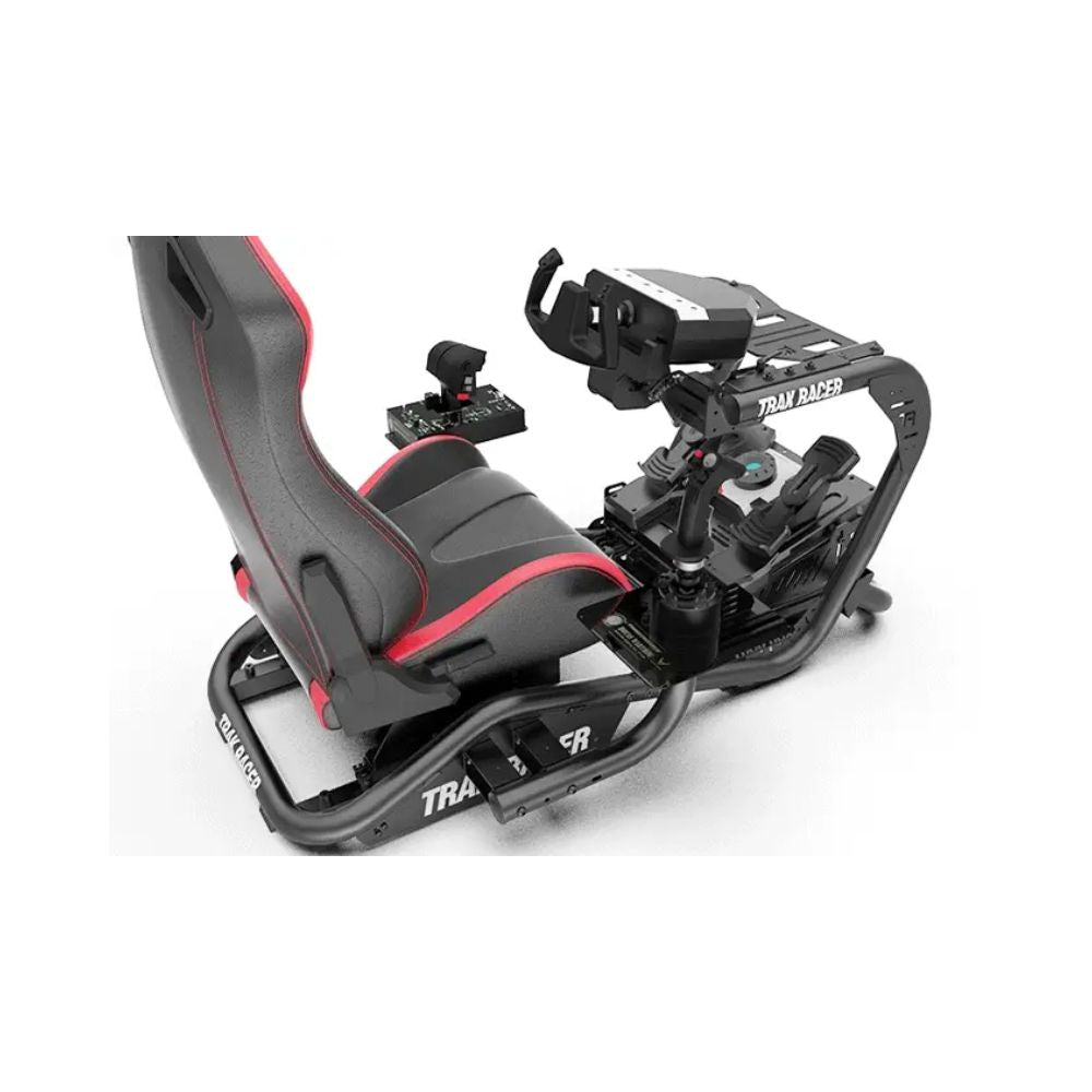 TR8 Pro Flight Simulator with flight controls on a white background