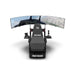 Back view of the TR160 Flight Simulator with flight controls and triple monitors