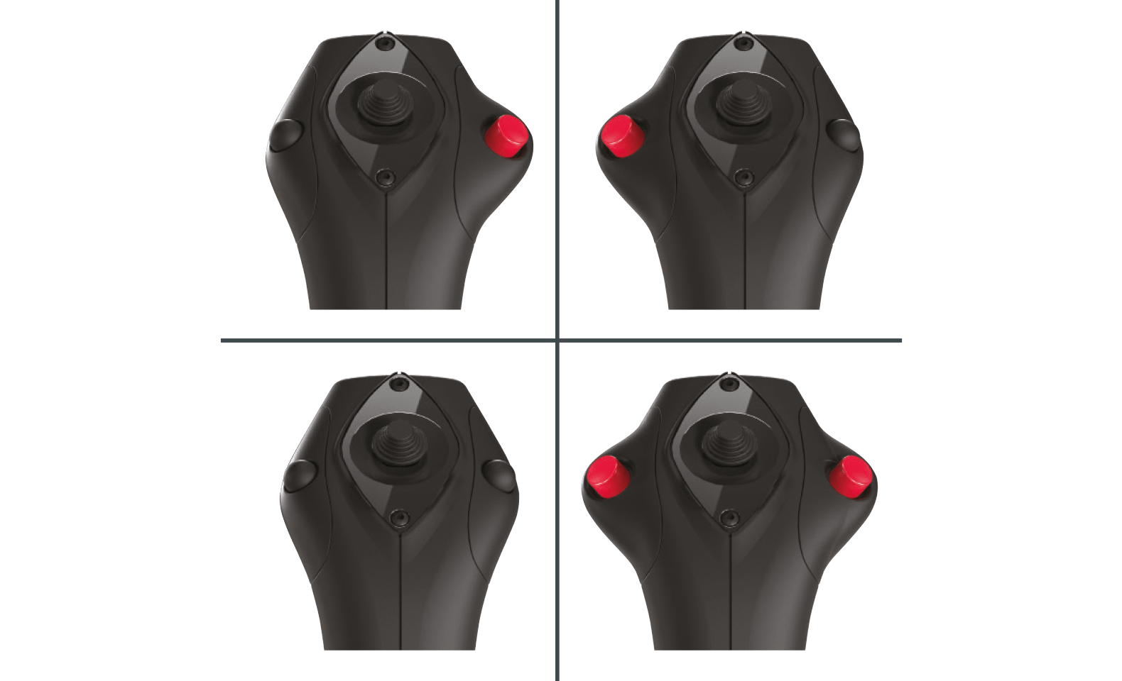 Four swappable TCA sidestick head modules