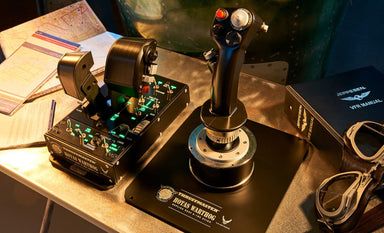 HOTAS Warthog stick and throttle on a desk