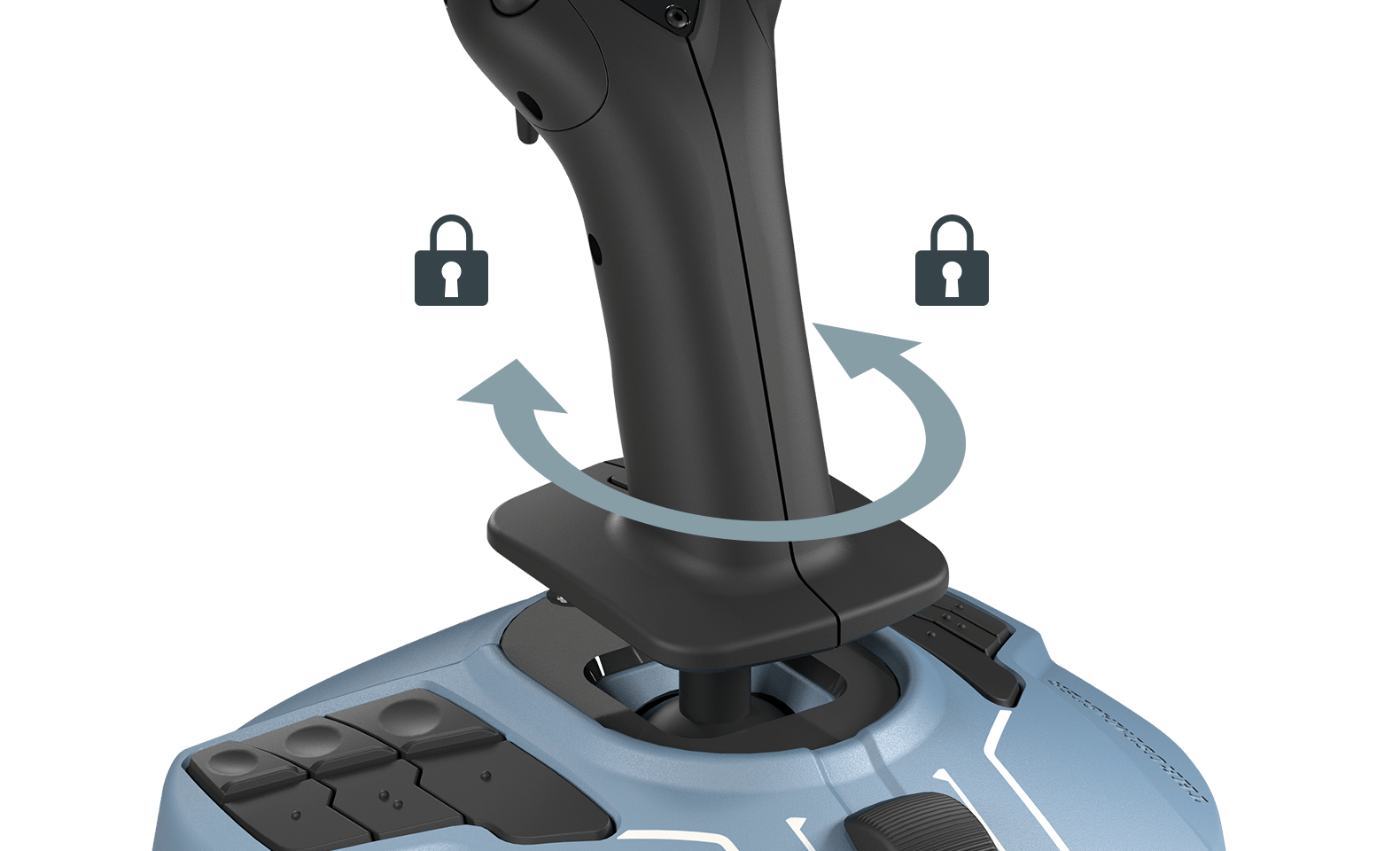 Lockable twist rudder on the TCA Sidestick Airbus Edition