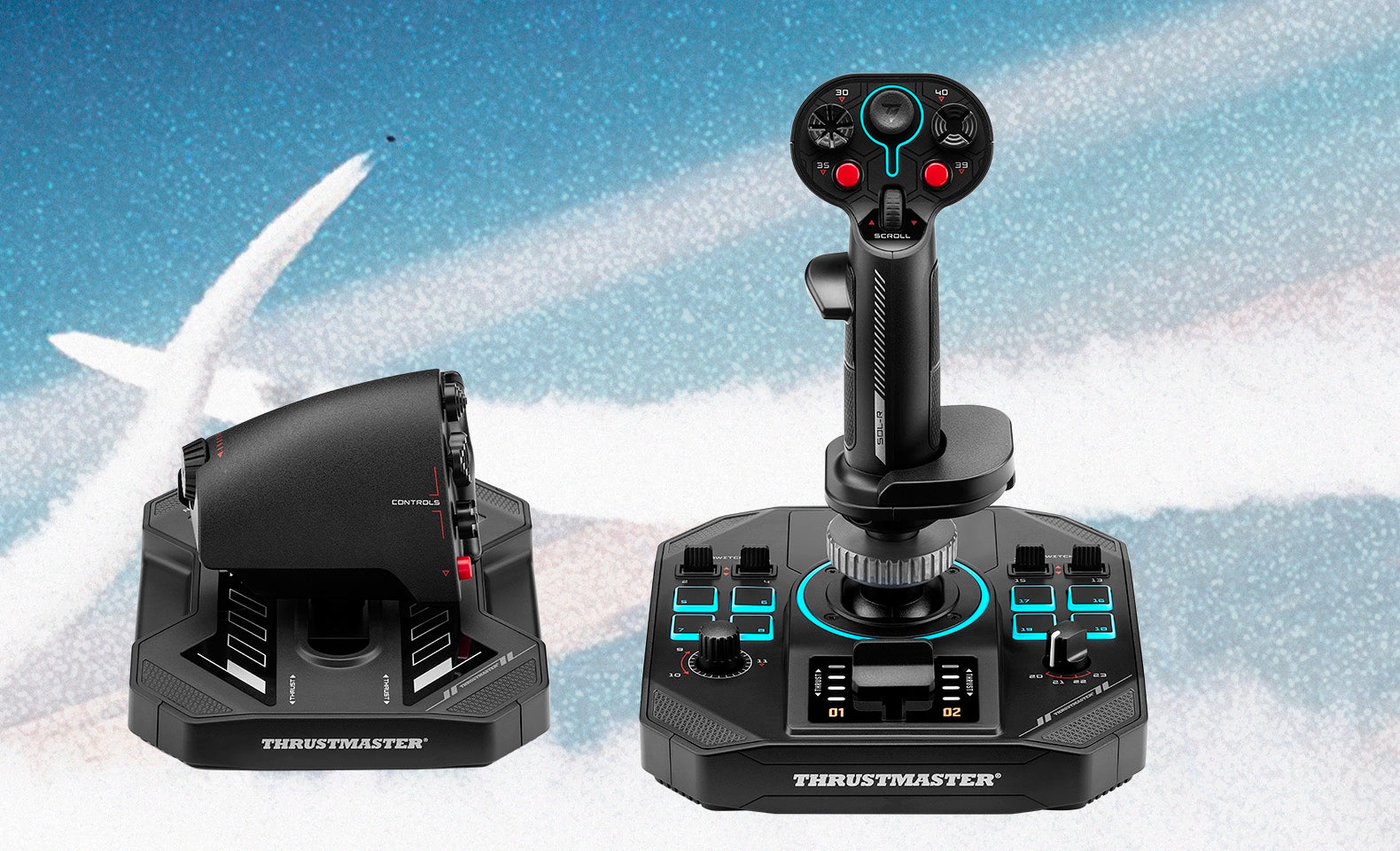 Sol-R 4 joystick and throttle against a sky background