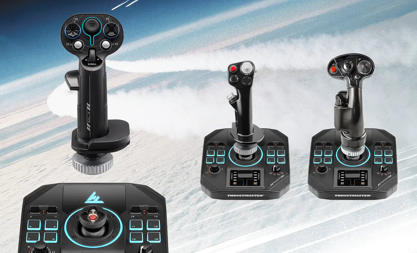 Sol-R 5 Base shown with compatible Thrustmaster grips
