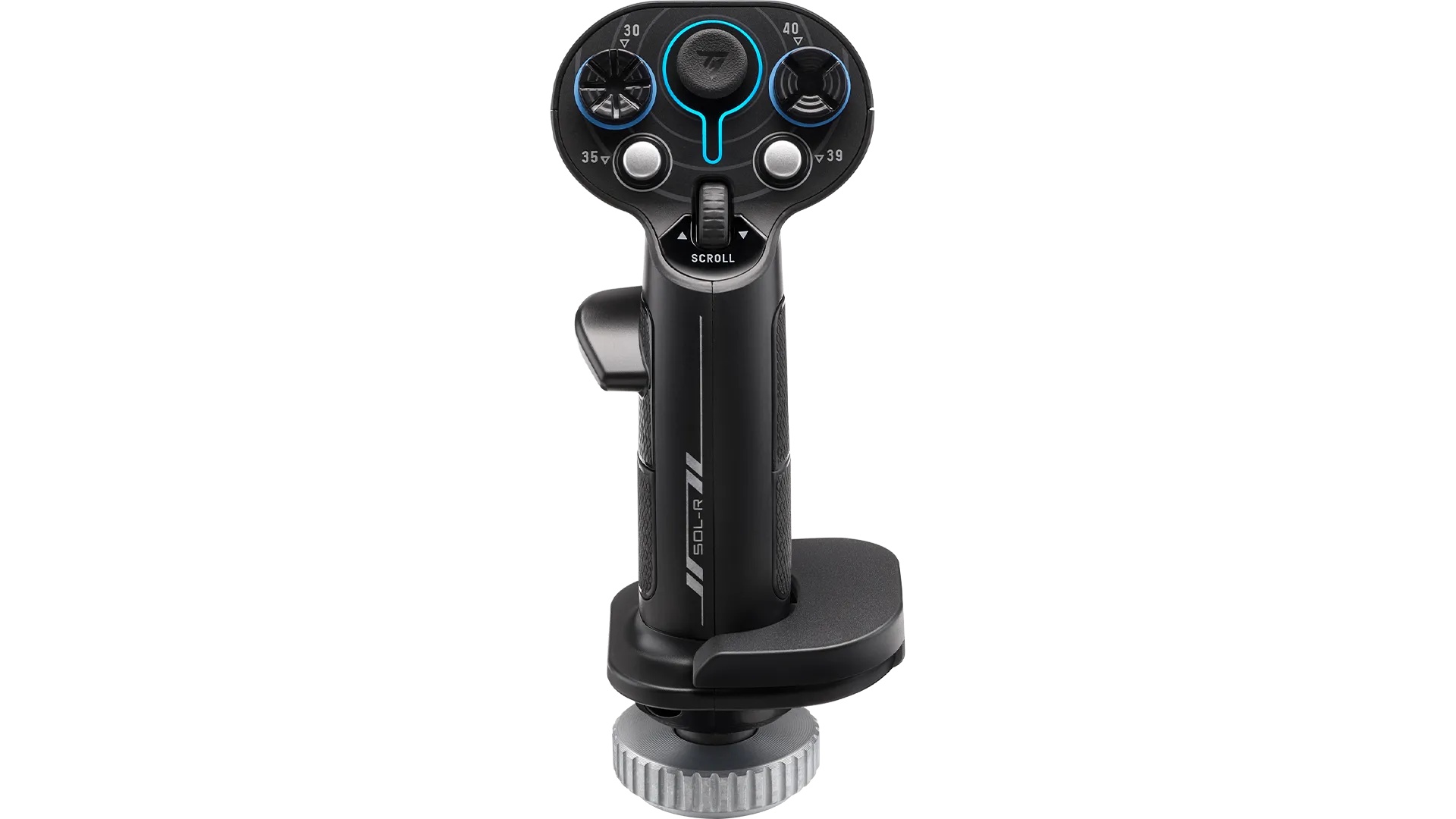 Sol-R 3 grip from the front showing the ministick and hats