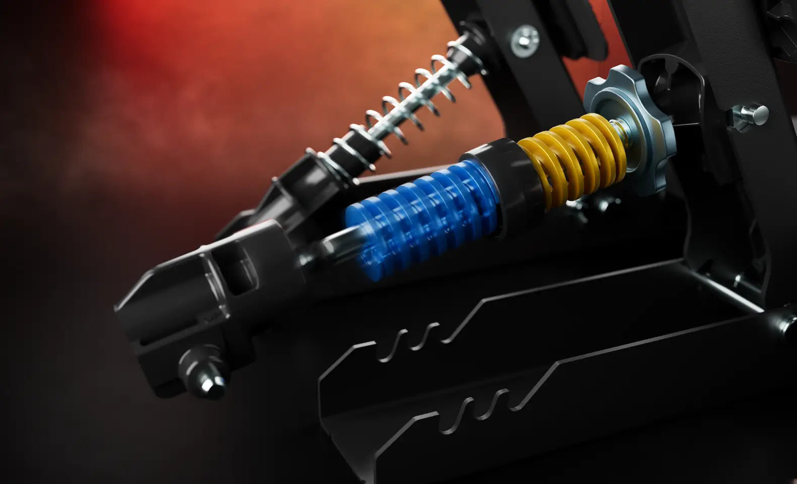 Close-up of the Raceline load cell brake spring and elastomer stack