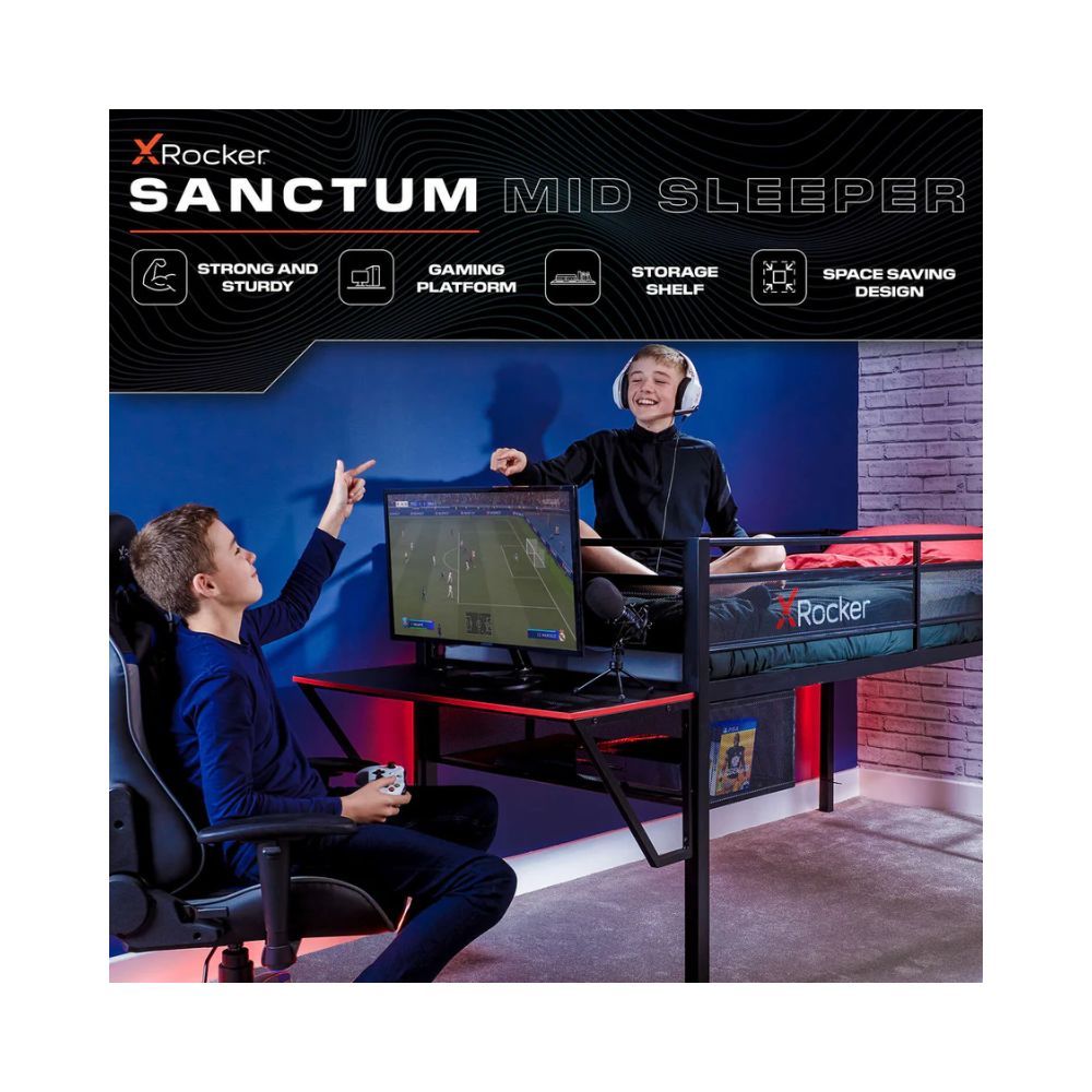 X Rocker Sanctum Mid-Sleeper Gaming Bed & Desk