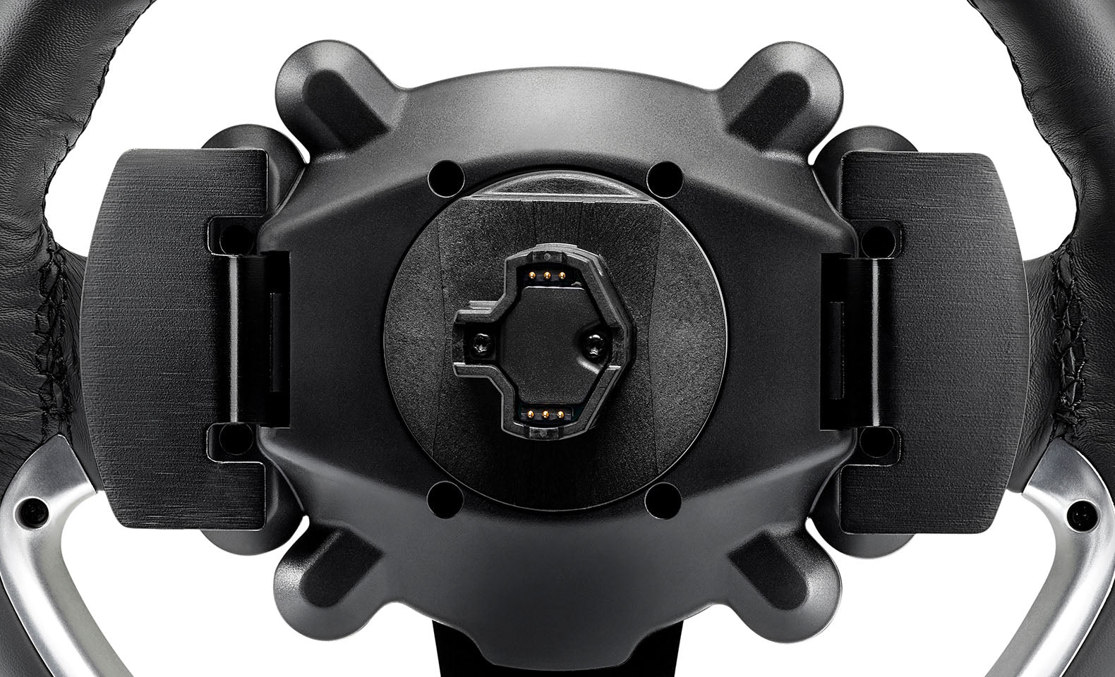 Rear of the GT Wheel Add-On with metal paddle shifters