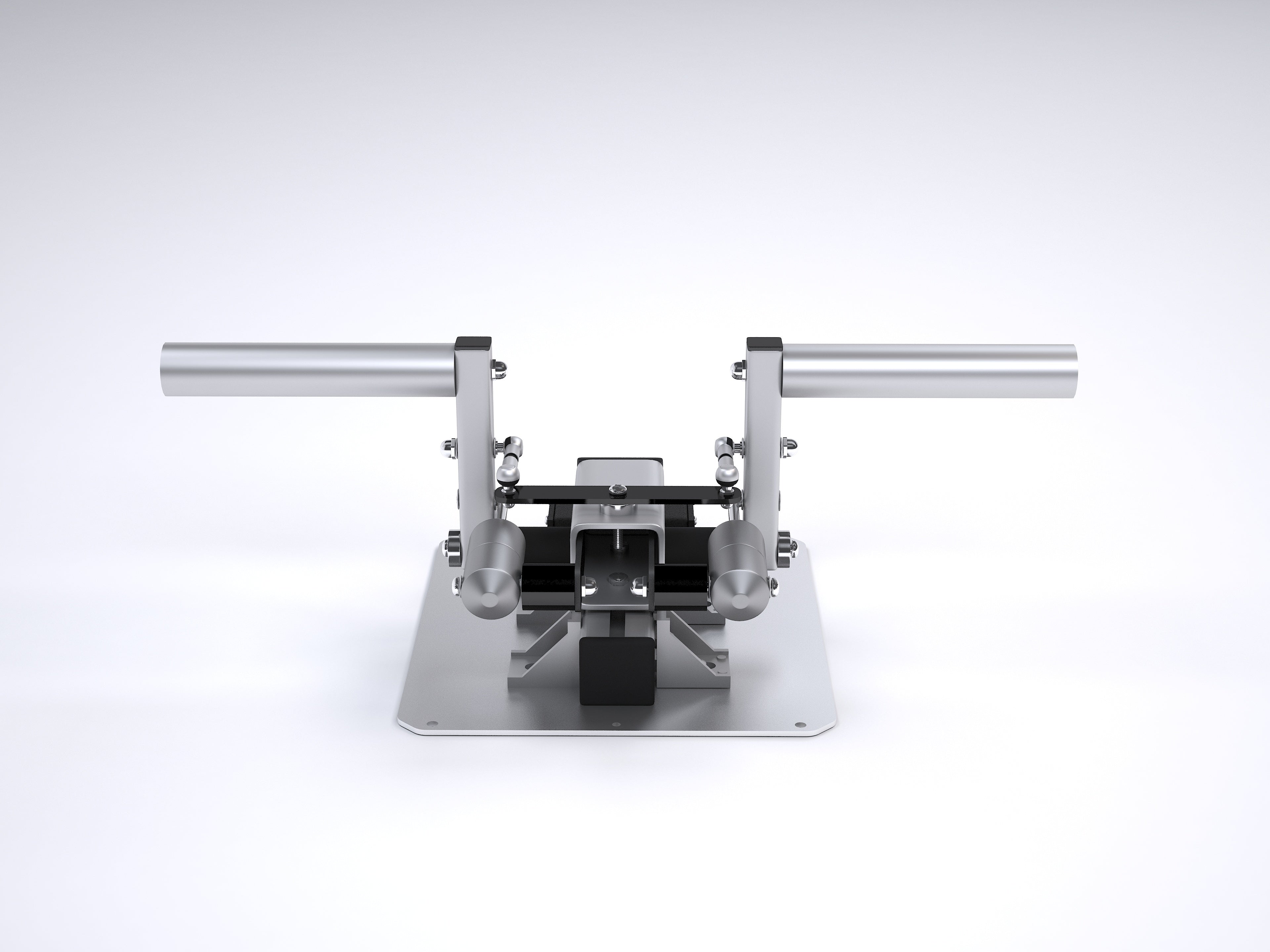 Anti-torque pedals from the rear showing the pivot and base plate