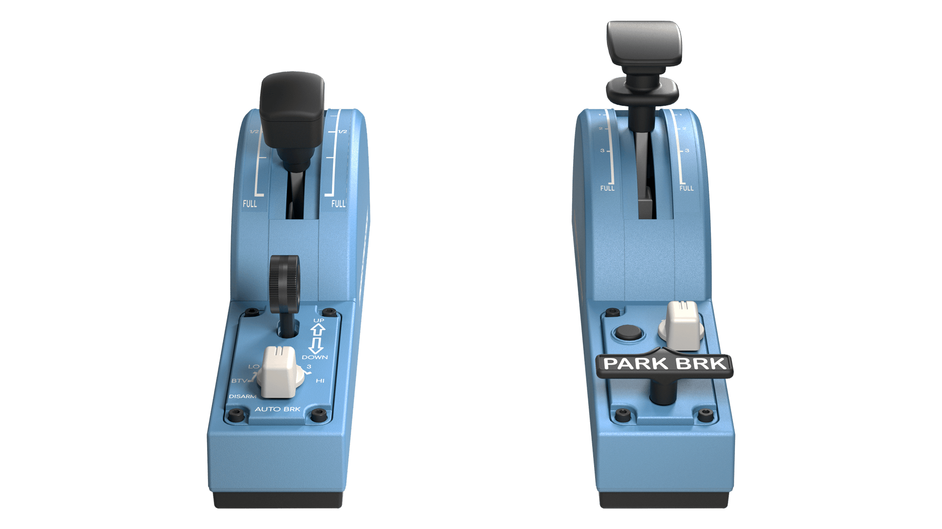 TCA Quadrant Add-On flaps and speed brake modules from the front