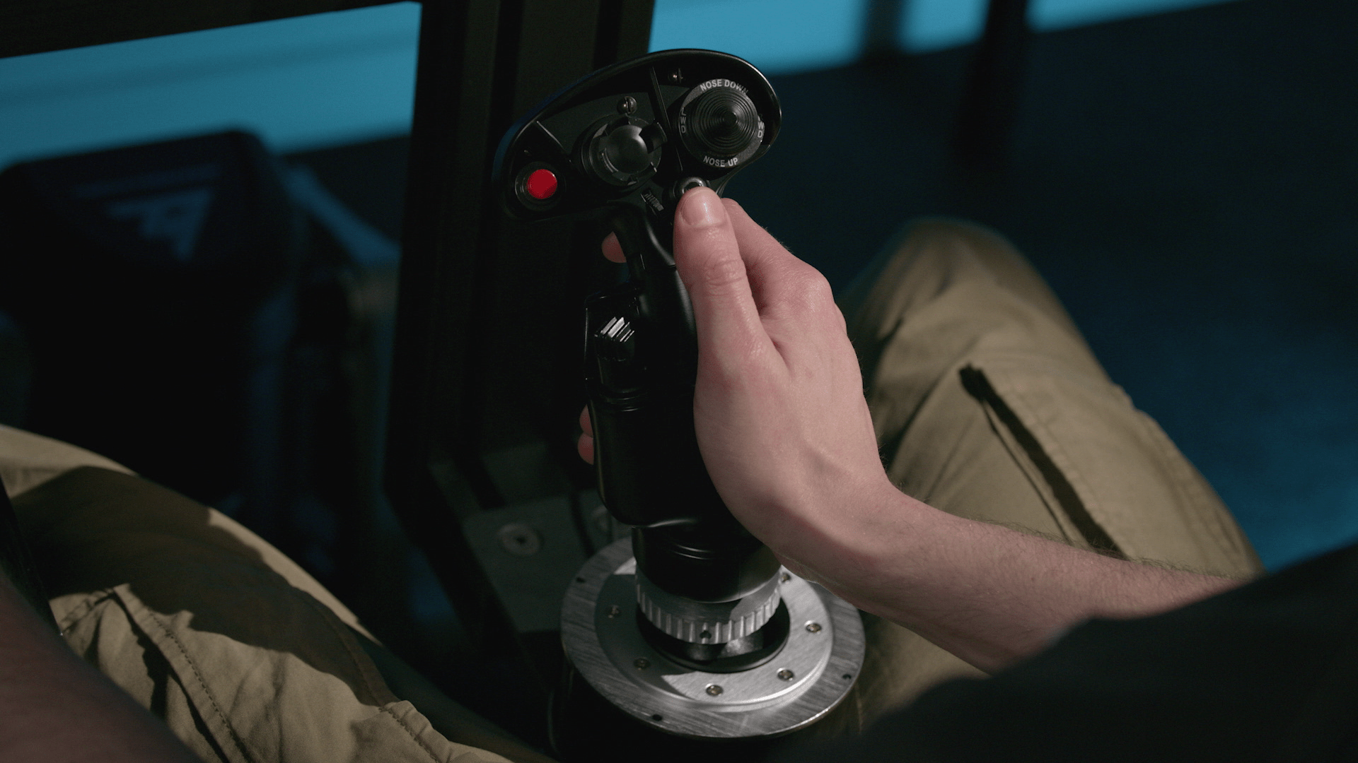 Pilot hand on the F/A-18C Hornet grip