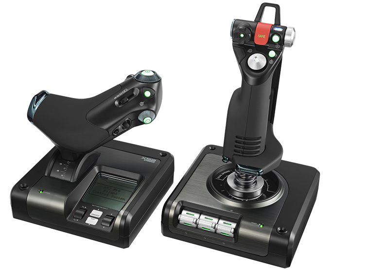 Logitech G X52 Pro HOTAS stick and throttle, front angle