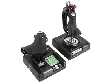 Logitech G X52 Pro throttle LCD and joystick, side angle