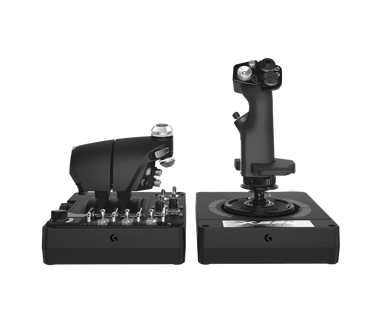 Logitech G X56 Rhino HOTAS stick and twin throttle, front view