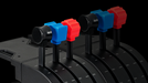 Logitech G PRO Flight throttle quadrant levers with coloured knobs
