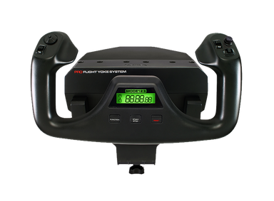 Logitech G PRO Flight Yoke front view with LCD clock