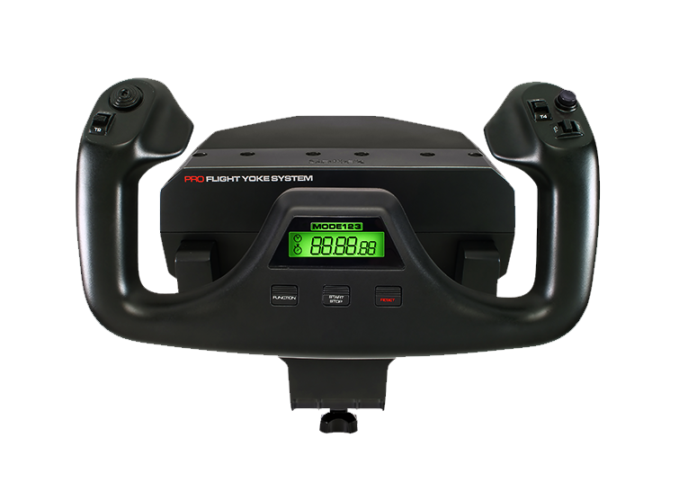 Logitech G PRO Flight Yoke front view with LCD clock