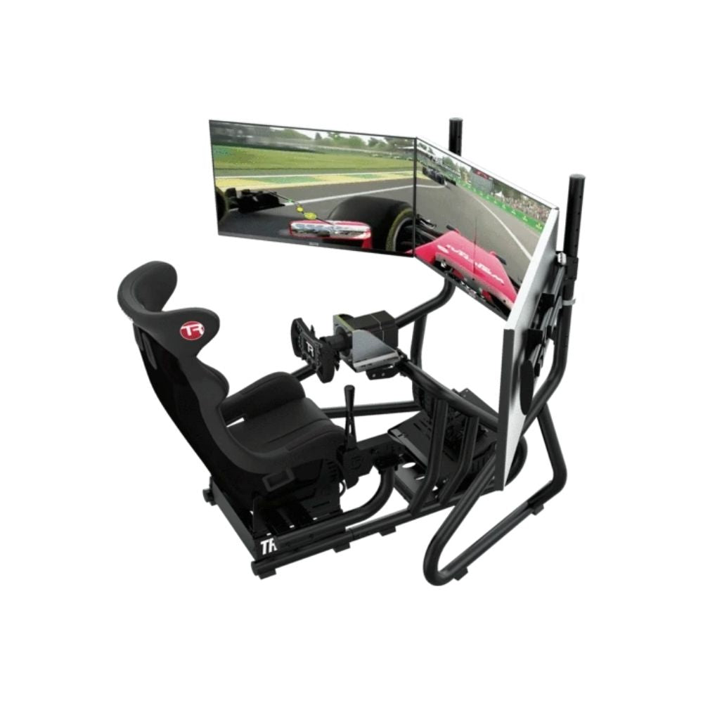 Trak Racer RS6 Mach 3 Racing Simulator + Triple Monitor Stand (22-32 Inch)